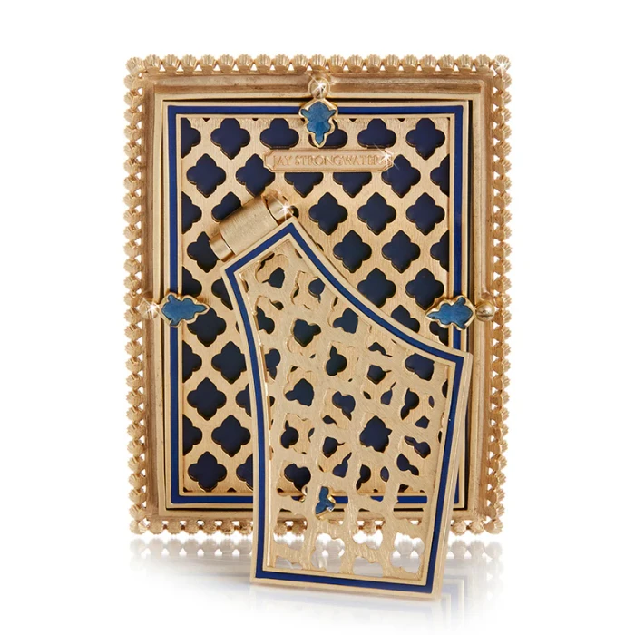 Jay Strongwater Lorraine Stone Edge 4" x 6" Crystal Picture Frame in Lapis