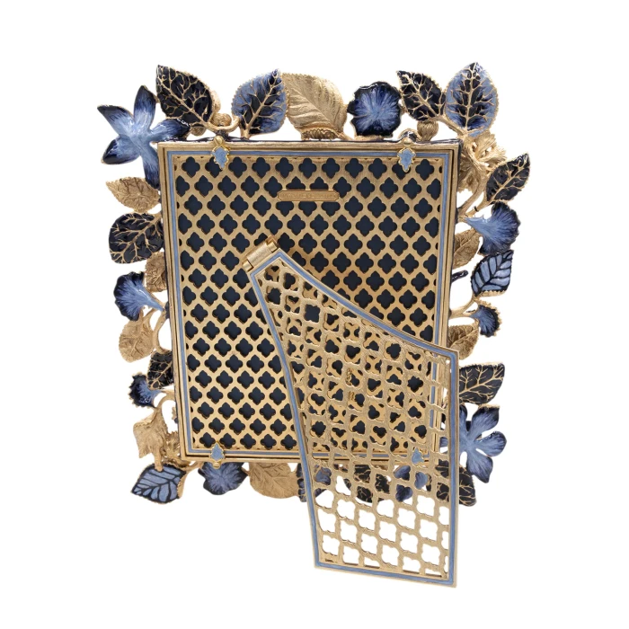 Jay Strongwater Aria Dutch Floral 8" x 10" Crystal Picture Frame in Delft Garden