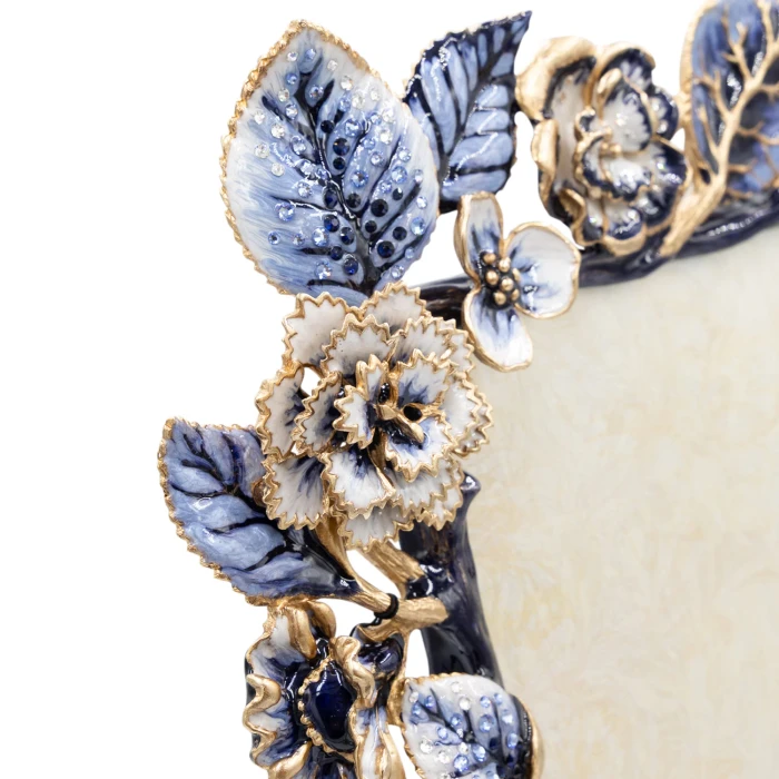 Jay Strongwater Aria Dutch Floral 8" x 10" Crystal Picture Frame in Delft Garden