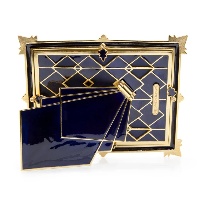 Jay Strongwater Geraldine Art Deco 5" x 7" Crystal Picture Frame in Delft Garden