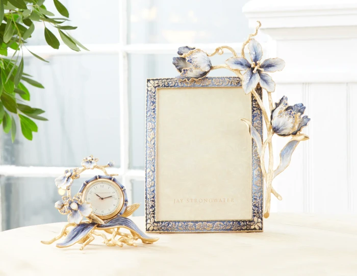 Jay Strongwater Margery Tulip 5" x 7" Crystal Picture Frame in Delft Garden
