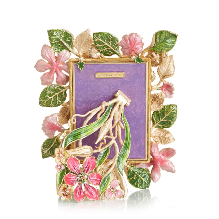 Jay Strongwater Lars Dutch Floral 5" x 7" Crystal Picture Frame in Flora