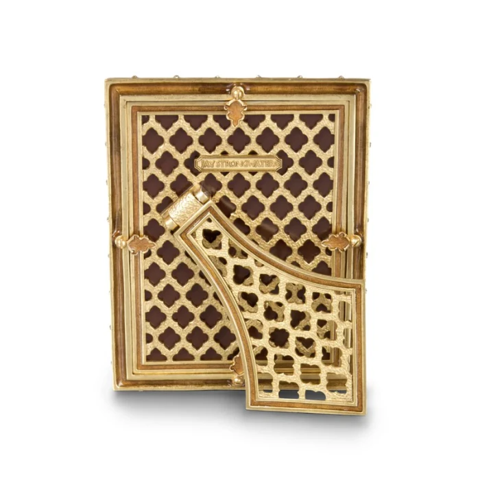 Jay Strongwater Pierce Striped 5" x 7" Crystal Picture Frame in Golden