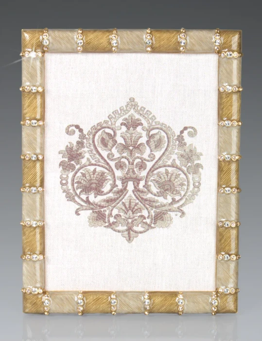 Jay Strongwater Pierce Striped 5" x 7" Crystal Picture Frame in Golden