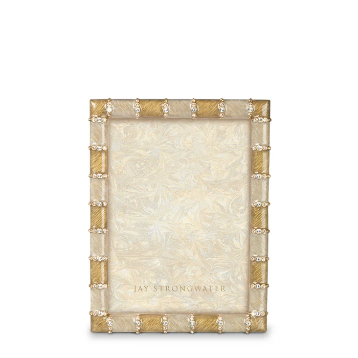 Jay Strongwater Pierce Striped 5" x 7" Crystal Picture Frame in Golden