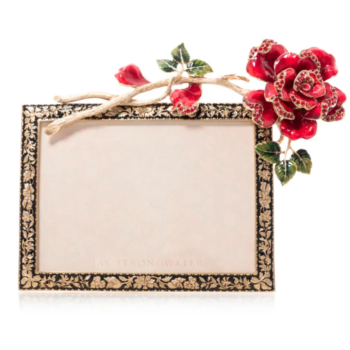 Jay Strongwater Rylee Night Bloom Rose 5" x 7" Crystal Picture Frame in Jewel