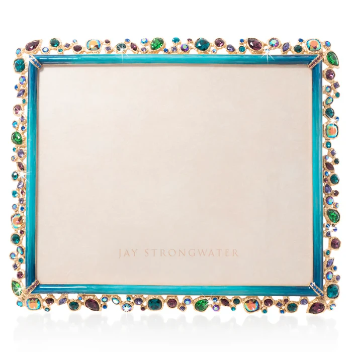Jay Strongwater Theo Bejeweled 8" x 10" Crystal Picture Frame in Peacock