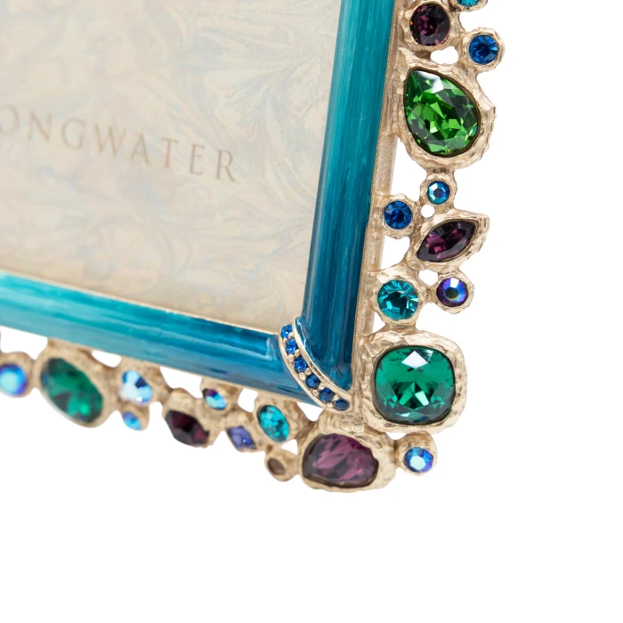 Jay Strongwater Leslie Bejeweled 5" x 7" Crystal Picture Frame in Peacock