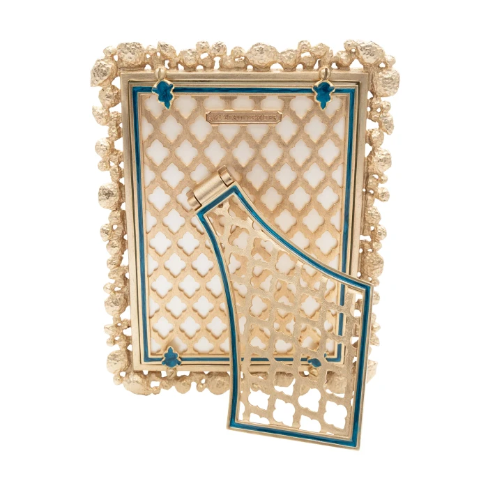 Jay Strongwater Leslie Bejeweled 5" x 7" Crystal Picture Frame in Peacock