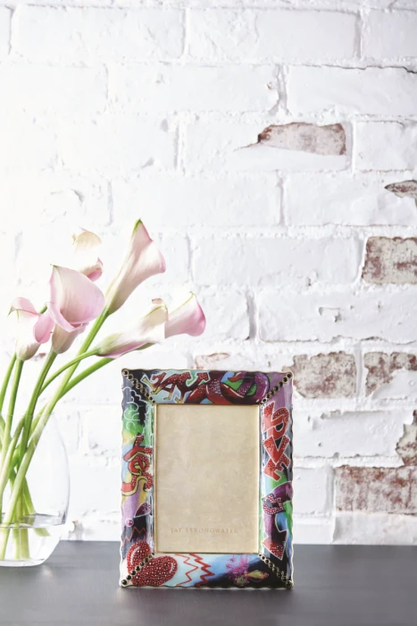 Jay Strongwater Clifton Ruffle Edge 5" x 7" Graffiti Crystal Picture Frame