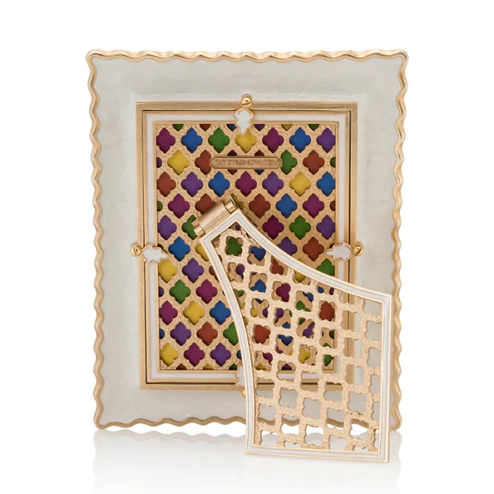 Jay Strongwater Wyatt Zebra 5" x 7" Rainbow Crystal Picture Frame