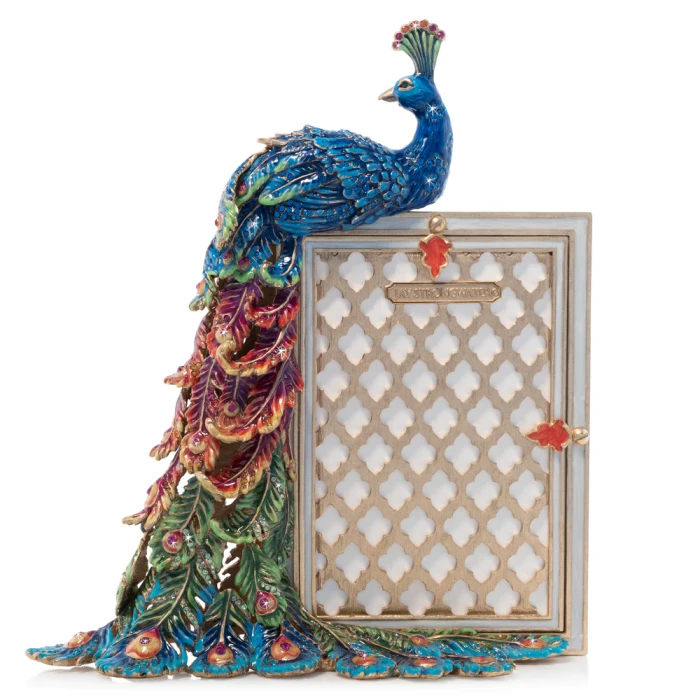 Jay Strongwater Eve Rainbow Peacock 4" x 6" Crystal Picture Frame