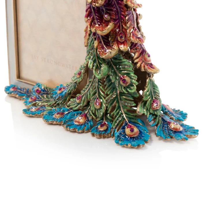 Jay Strongwater Eve Rainbow Peacock 4" x 6" Crystal Picture Frame