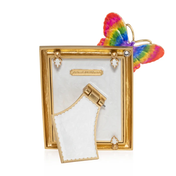 Jay Strongwater Nova Butterfly 3" x 4" Rainbow Crystal Picture Frame