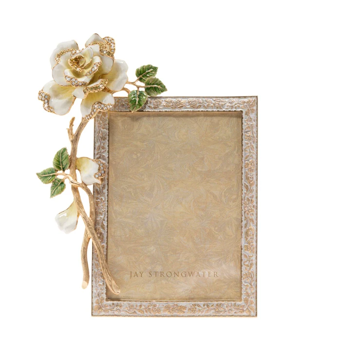 Jay Strongwater Beauty Rose 5" x 7" Rose Crystal Picture Frame