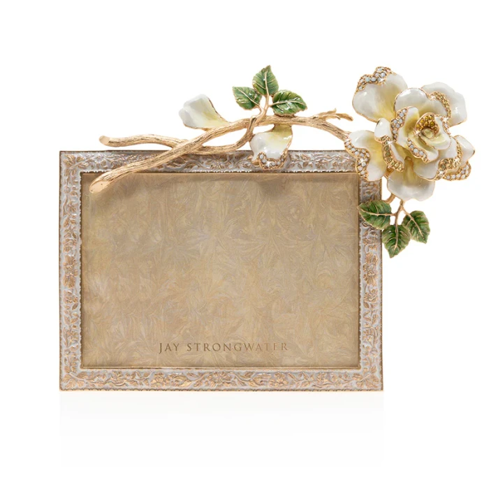 Jay Strongwater Beauty Rose 5" x 7" Rose Crystal Picture Frame