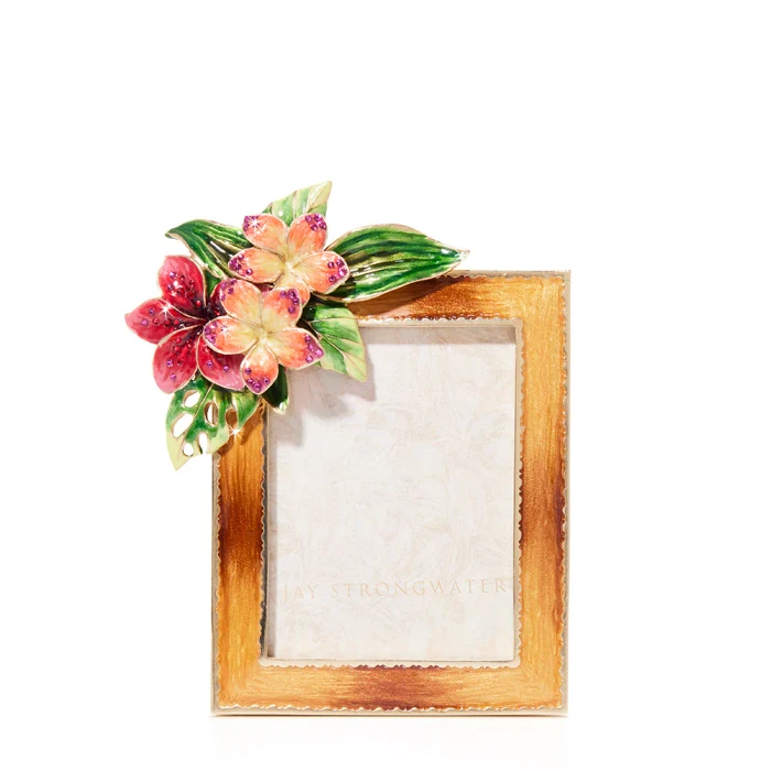Jay Strongwater Tropical Flower 3" x 4" Crystal Picture Frame