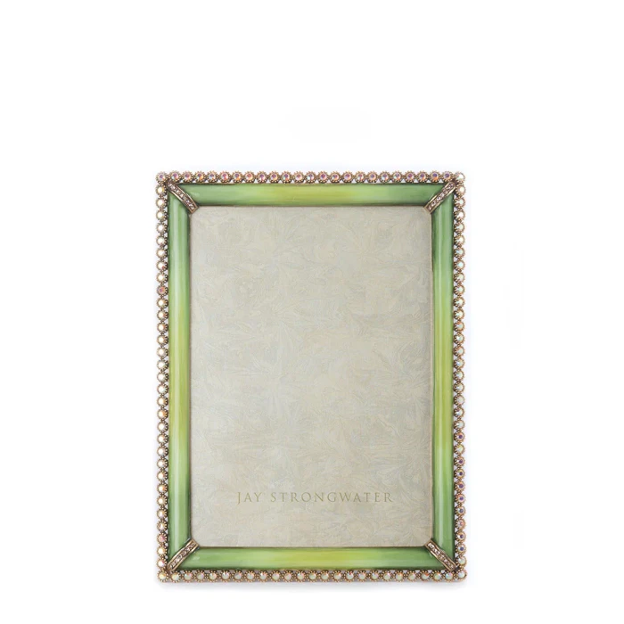 Jay Strongwater Lucas Stone Edge Apple 5" x 7" Crystal Picture Frame