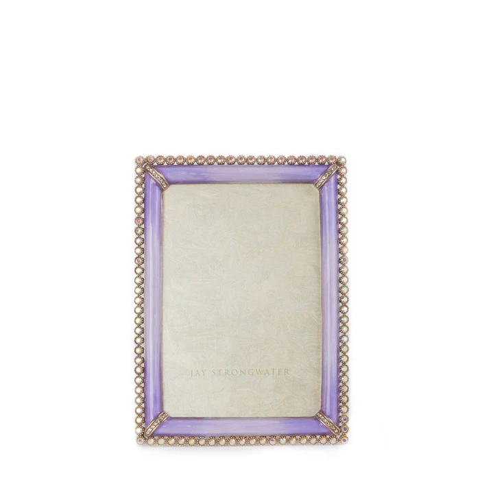 Jay Strongwater Lorraine Stone Edge Lavender 4" x 6" Crystal Picture Frame