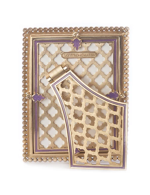 Jay Strongwater Lorraine Stone Edge Lavender 4" x 6" Crystal Picture Frame