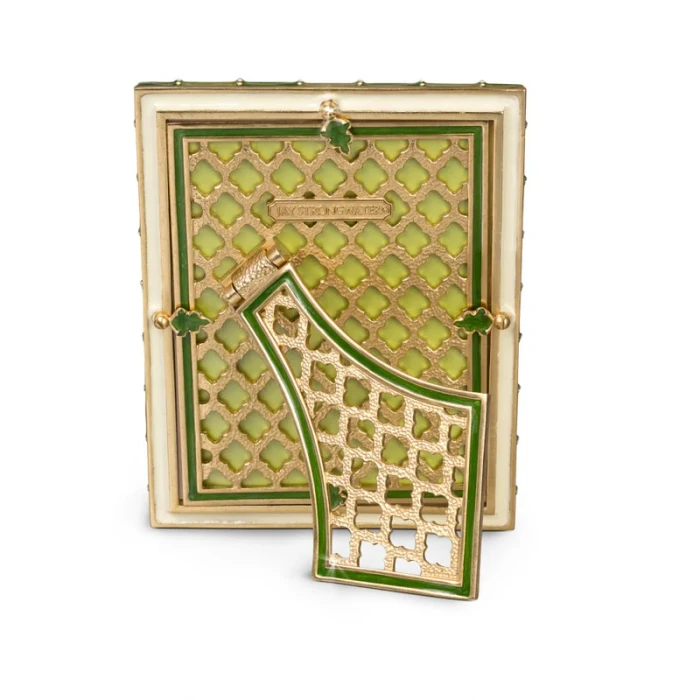 Jay Strongwater Pierce Striped Leaf Green 5" x 7" Crystal Picture Frame