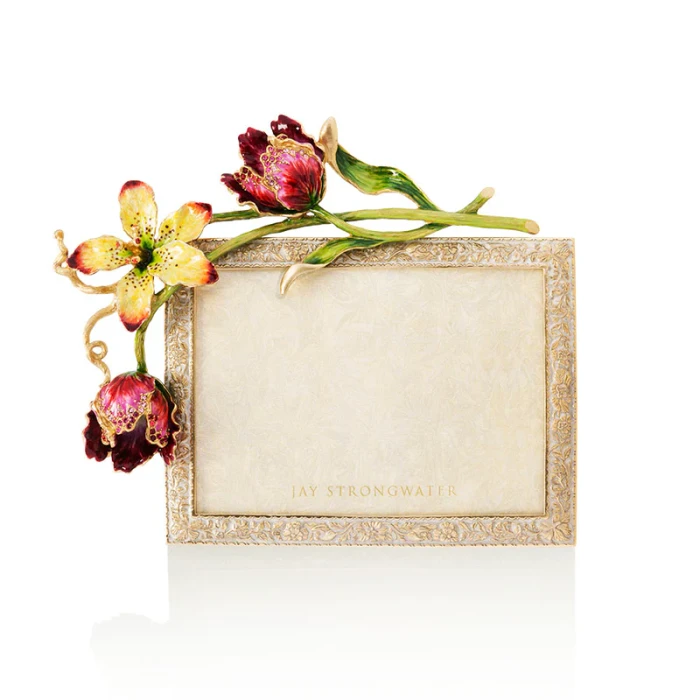 Jay Strongwater Margery Tulip Flora 5" x 7" Crystal Picture Frame 