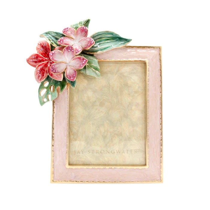 Jay Strongwater Amara Tropical Flower 3" x 4" Crystal Picture Frame