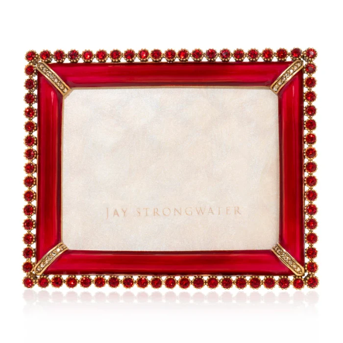 Jay Strongwater Emilia Stone Edge Ruby 3" x 4" Crystal Picture Frame