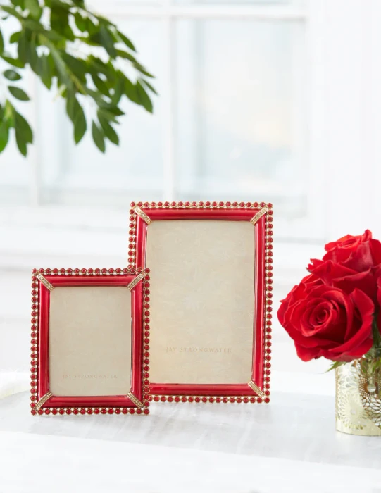 Jay Strongwater Lorraine Stone Edge Ruby 4" x 6" Crystal Picture Frame