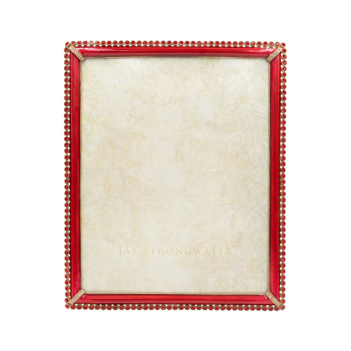Jay Strongwater Laetitia Stone Edge Ruby 8" x 10" Crystal Picture Frame
