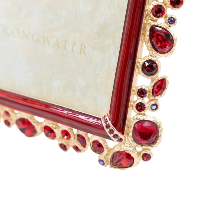 Jay Strongwater Leslie Bejeweled Ruby 5" x 7" Crystal Picture Frame