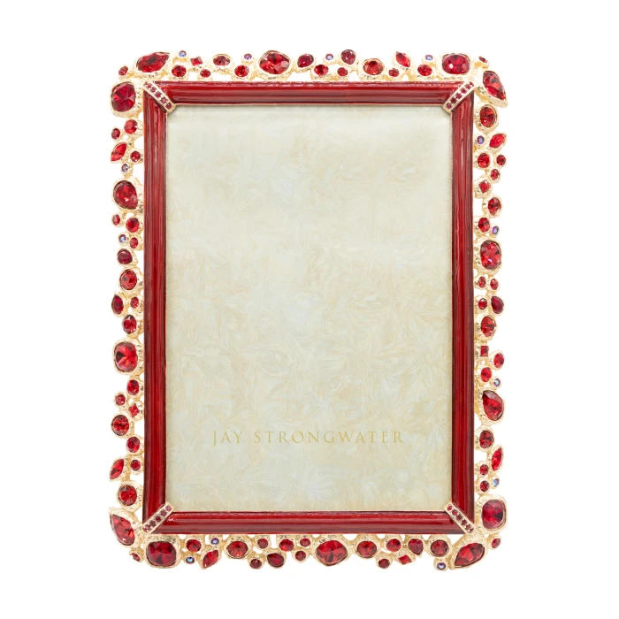 Jay Strongwater Leslie Bejeweled Ruby 5" x 7" Crystal Picture Frame