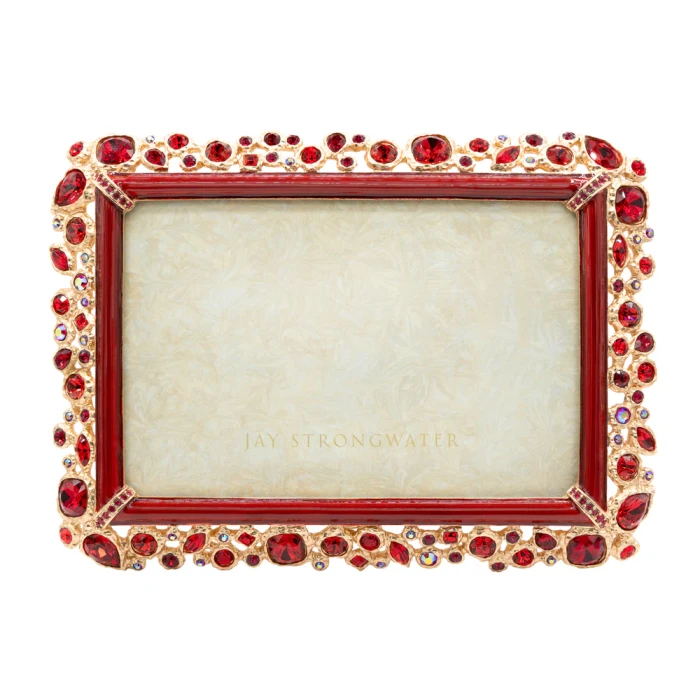 Jay Strongwater Emery Bejeweled Ruby 4" x 6" Crystal Picture Frame