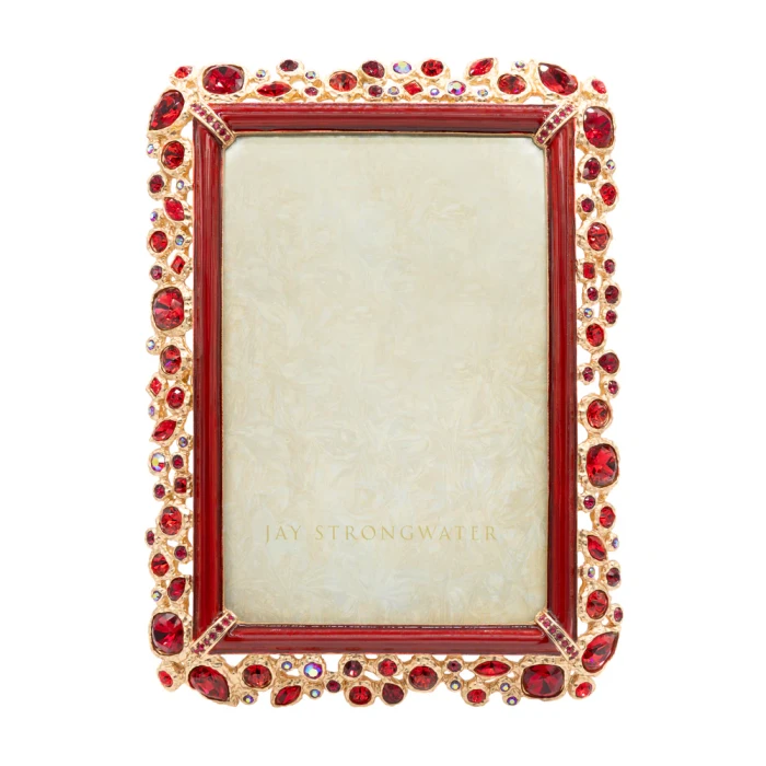 Jay Strongwater Emery Bejeweled Ruby 4" x 6" Crystal Picture Frame