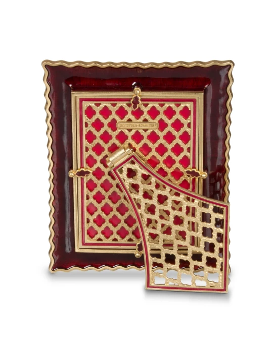 Jay Strongwater Blair Ruffled Edge Ruby 5" x 7" Crystal Picture Frame