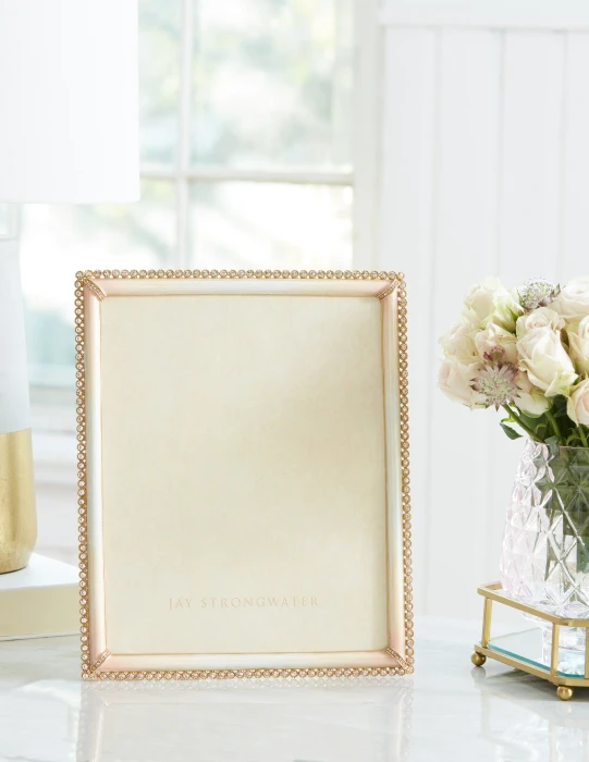Jay Strongwater Laetitia Stone Edge Boudoir 8" x 10" Crystal Picture Frame
