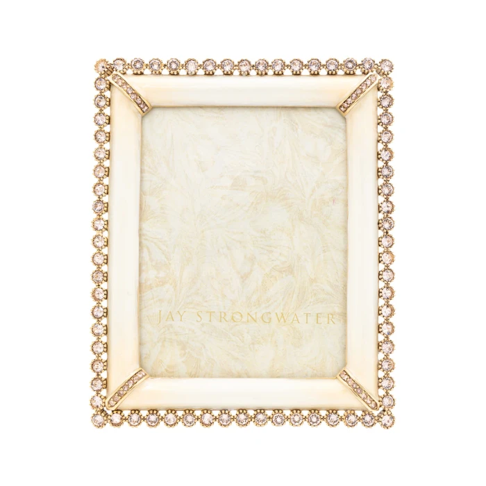 Jay Strongwater Emilia Stone Edge Boudoir 3" x 4" Crystal Picture Frame
