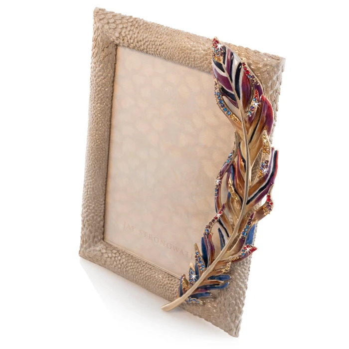 Jay Strongwater Asa Feather 5" x 7" Crystal Picture Frame