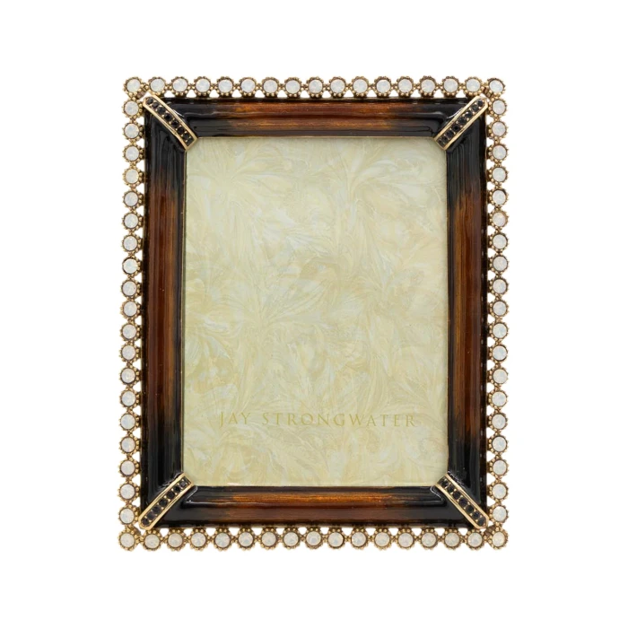 Jay Strongwater Emilia Stone Edge Safari Brown 3" x 4" Crystal Picture Frame