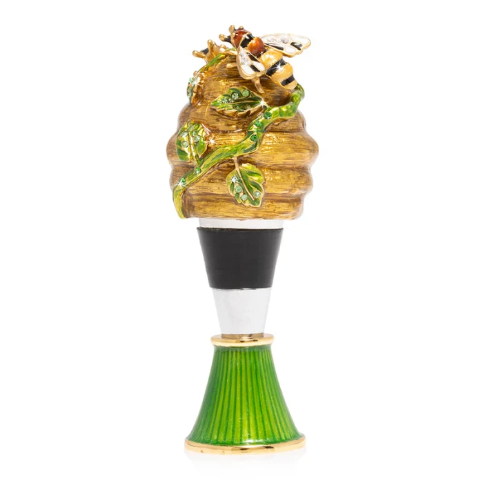 Jay Strongwater Mead Beehive Jeweled Wine Stopper with Stand