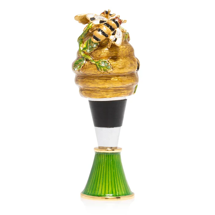 Jay Strongwater Mead Beehive Jeweled Wine Stopper with Stand