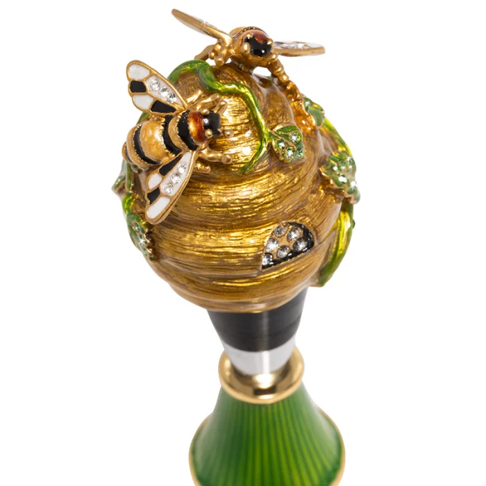 Jay Strongwater Mead Beehive Jeweled Wine Stopper with Stand