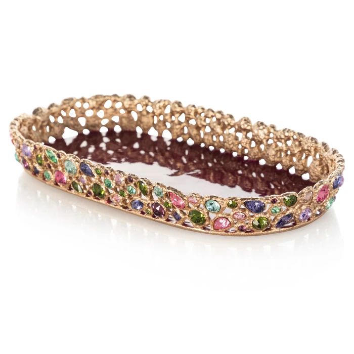 Jay Strongwater Julius Bejeweled Bouquet Decorative Tray