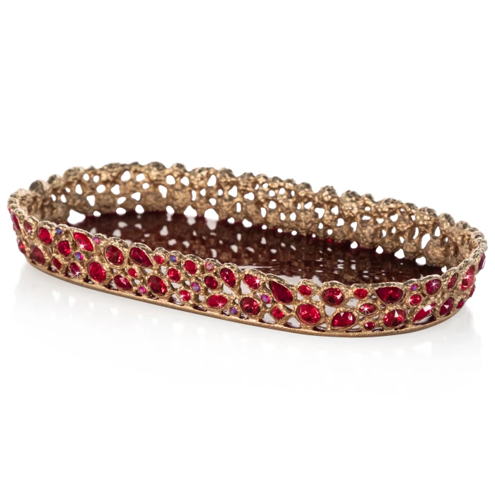 Jay Strongwater Julius Bejeweled Ruby Decorative Tray