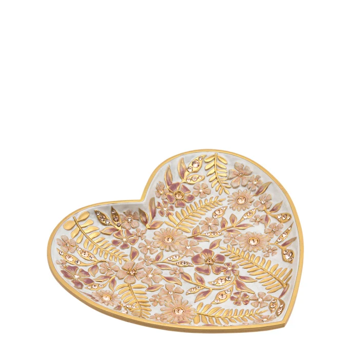 Jay Strongwater Aria Floral Heart Pink Trinket Tray