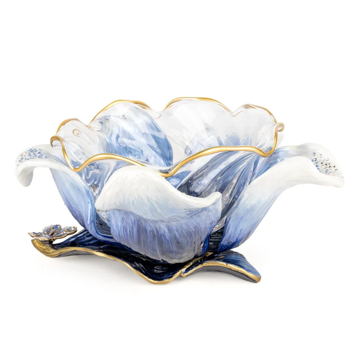 Jay Strongwater Ellie Flower Bowl - Delft Garden