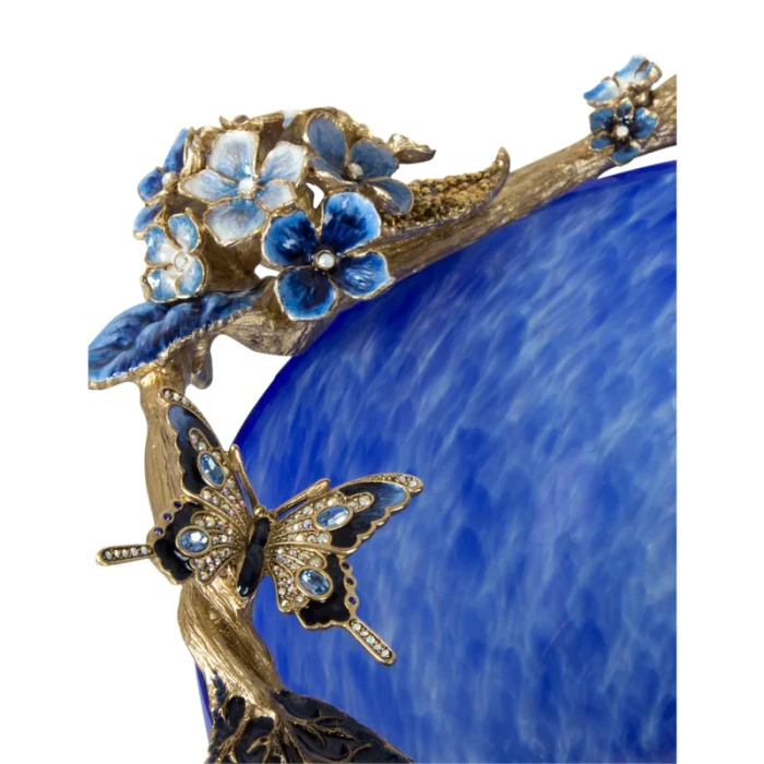 Jay Strongwater Sophie Hydrangea Blue Glass Bowl