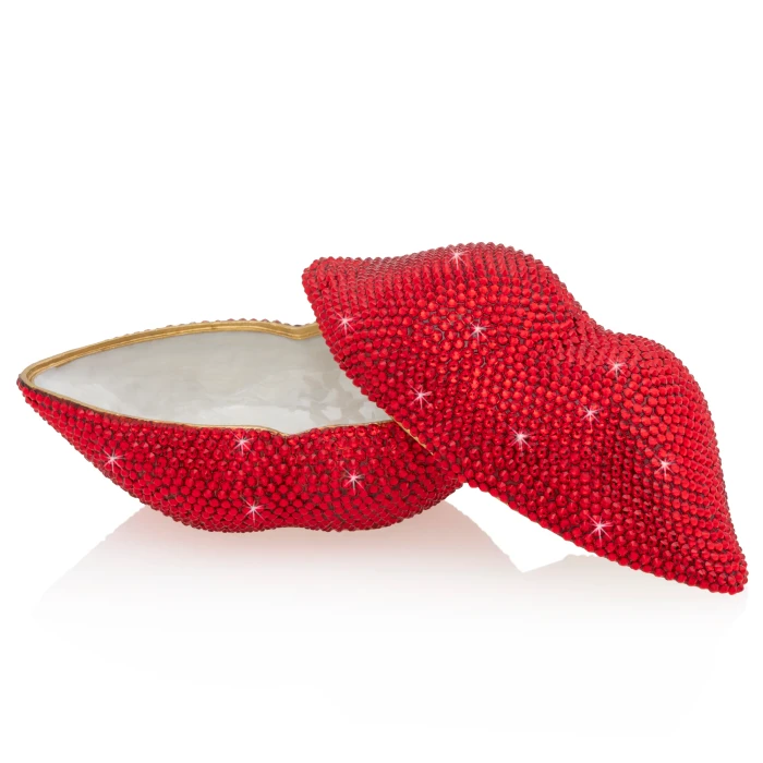Jay Strongwater Amy Pave Lips Box - Ruby