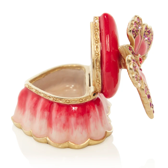 Jay Strongwater Emma Mini Heart and Butterfly Box - Red