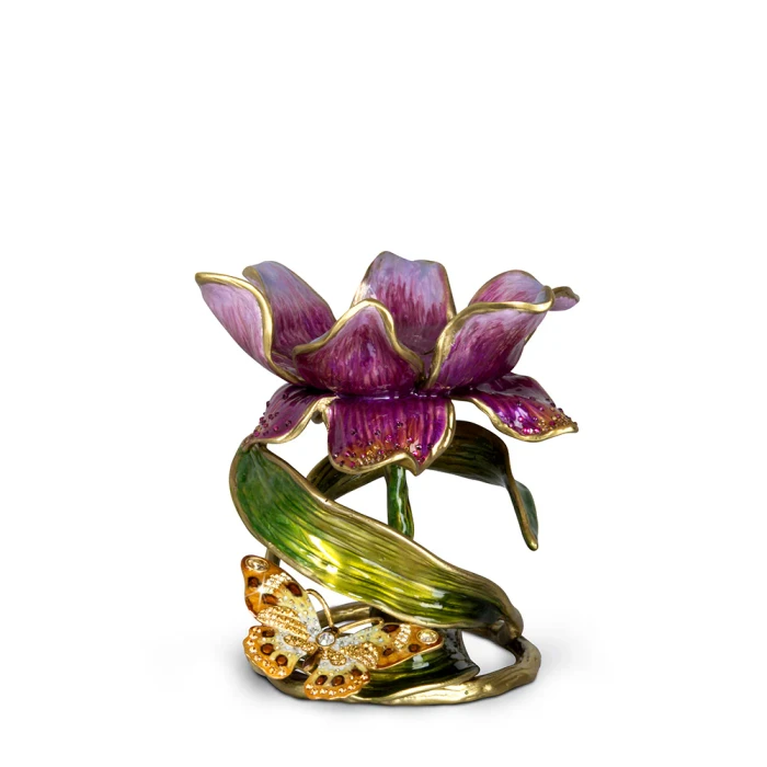 Jay Strongwater Aimee Floral 7" Pillar Candle Holder - Brocade